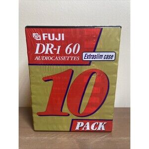 Audio Cassette Blank FUJI DR-I  60 Minute  Tapes 10 Pack Type I Extraslim Case